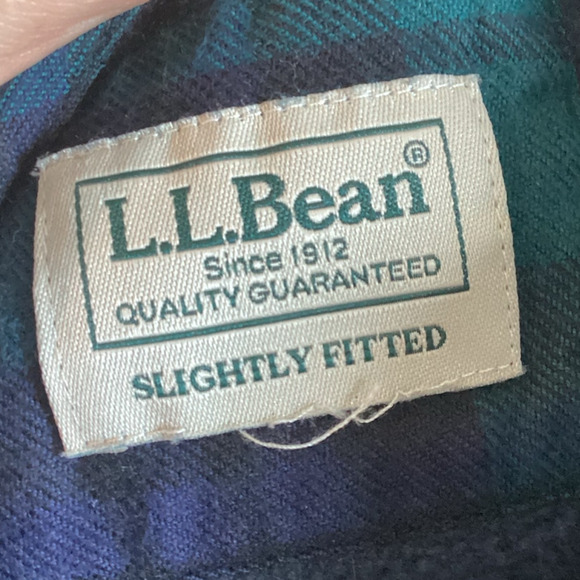 Vtg L.L.Bean Mens Scotch Plaid Flannel Lined Hooded Shirt Size? L XL Blue Black - Picture 4 of 13